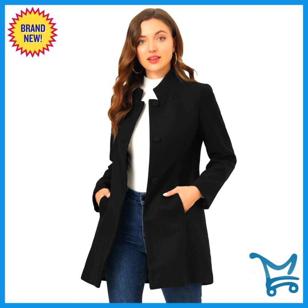 Mid-Long Winter Overcoat Stand Collar Single Breasted Elegant Chic Outerwear
